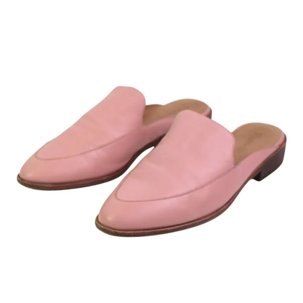 Madewell PINK GENUINE LEATHER LOW HEEL ALMOND TOE SANDALS MULES SHOES Sz 9.5